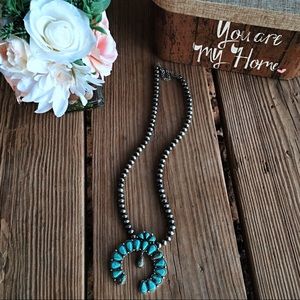 Natural Stone Squash Pendant, Navajo Pearl